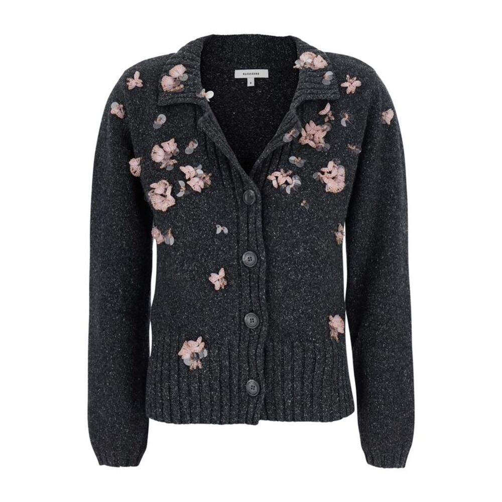 Markgong Women Cardigan With Beads Gray In Wool And Silk Unisex